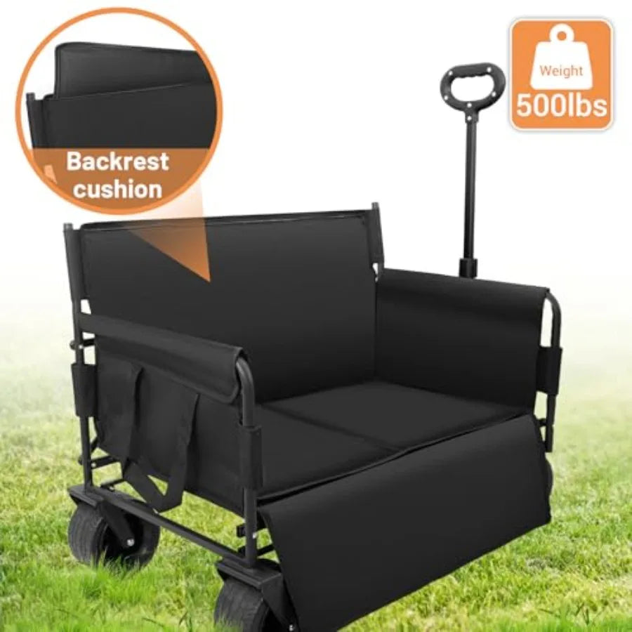 Heavy Duty Collapsible Steel Wagon With Large Wheels For Camping