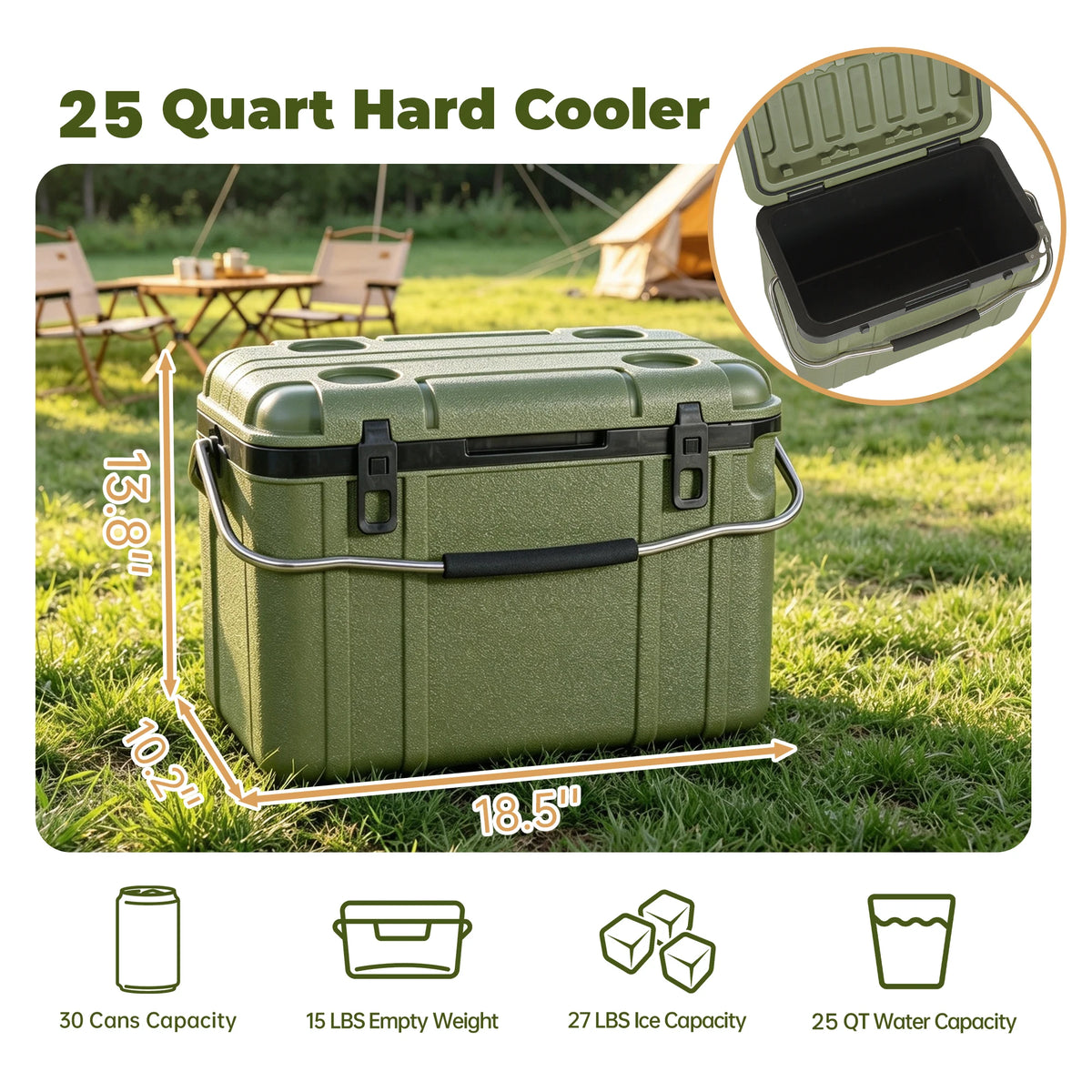 Heavy Duty Hard Shell Insulated Cooler With Superior Ice Retention