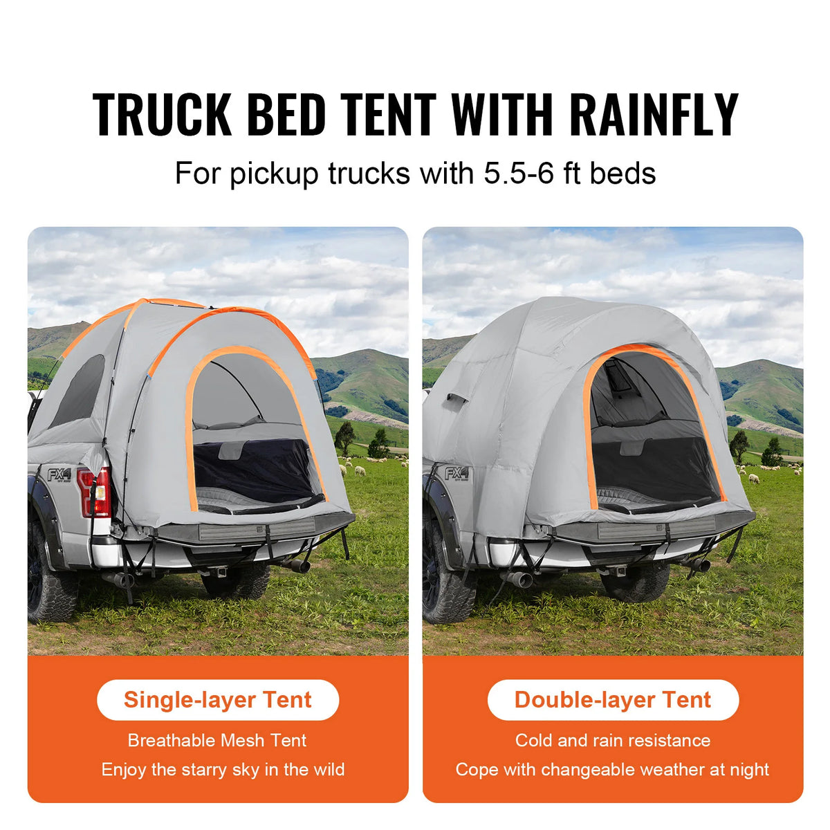 Waterproof Pickup Truck Bed Tent Double Layer Outdoor Canopy