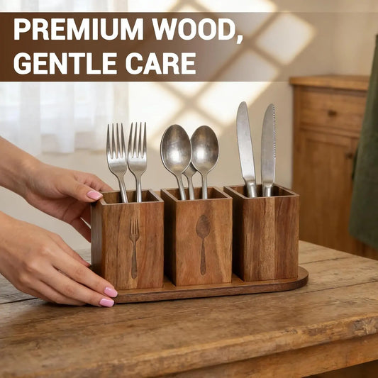 Garvee Elegant Acacia Wood Kitchen Utensil Organizer