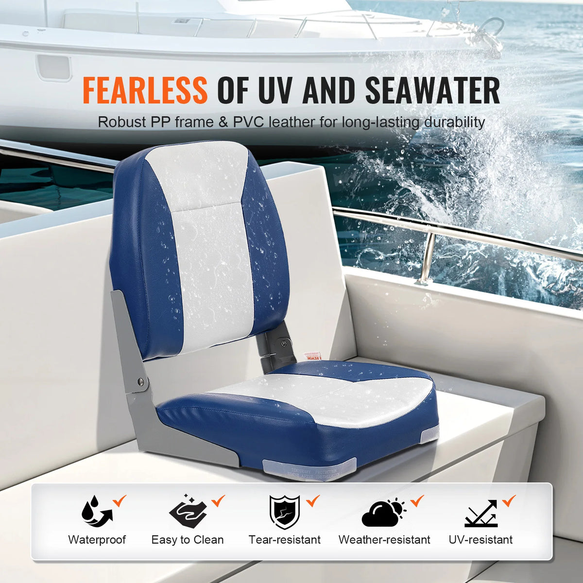 SucceBuy Folding Boat Captain Seat With Thickened Sponge Padding