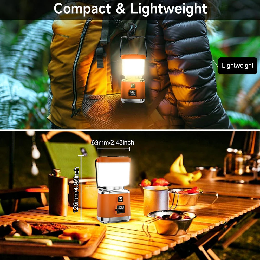 Waterproof Rechargeable LED Camping Lantern and USB Power Bank