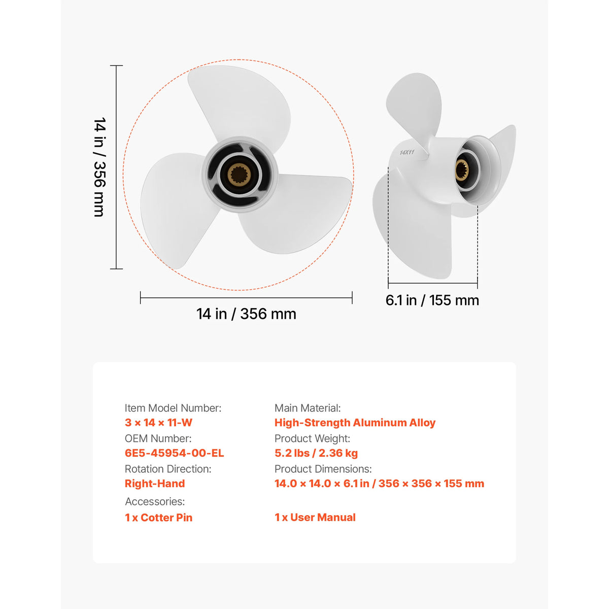 SucceBuy Aluminum Outboard Propeller For Yamaha Boats