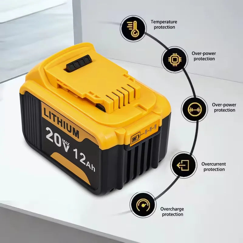 Six Pack 12Ah 20V Replacement Battery For DeWalt Power Tools