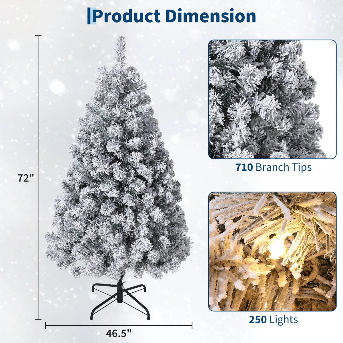 Garveelife Flocked Artificial Christmas Tree With Warm Lights