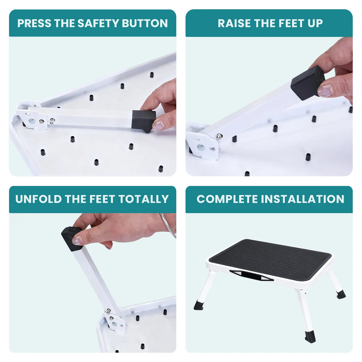 JHK Foldable Step Ladder With Carry Handle Non Slip Platform