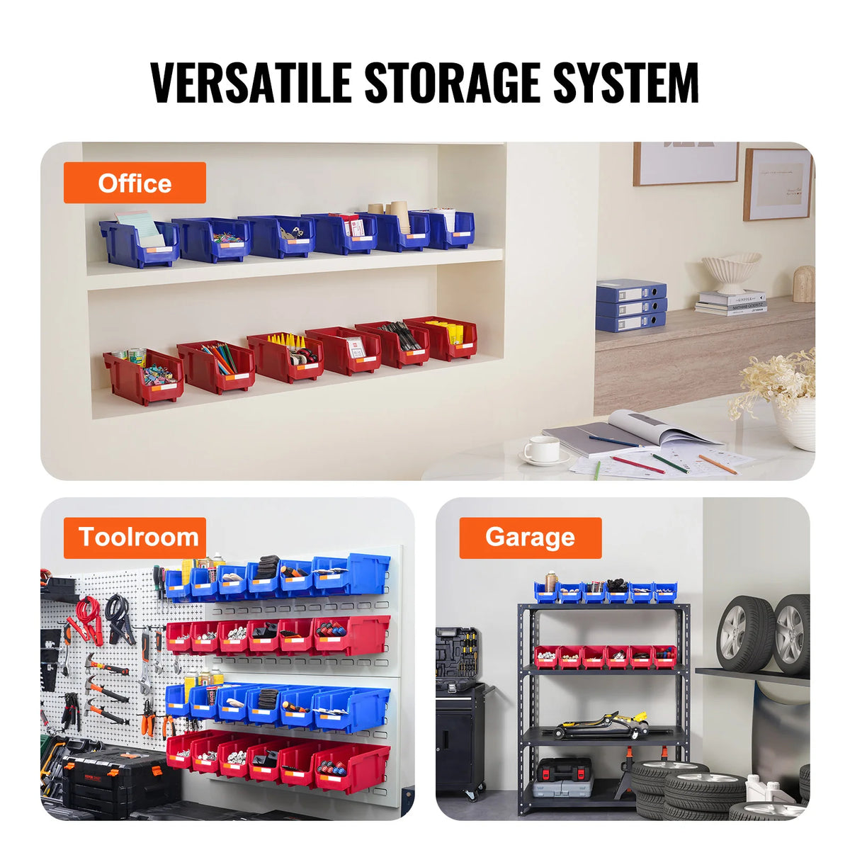 SucceBuy Stackable Plastic Storage Bins For Tools And Supplies