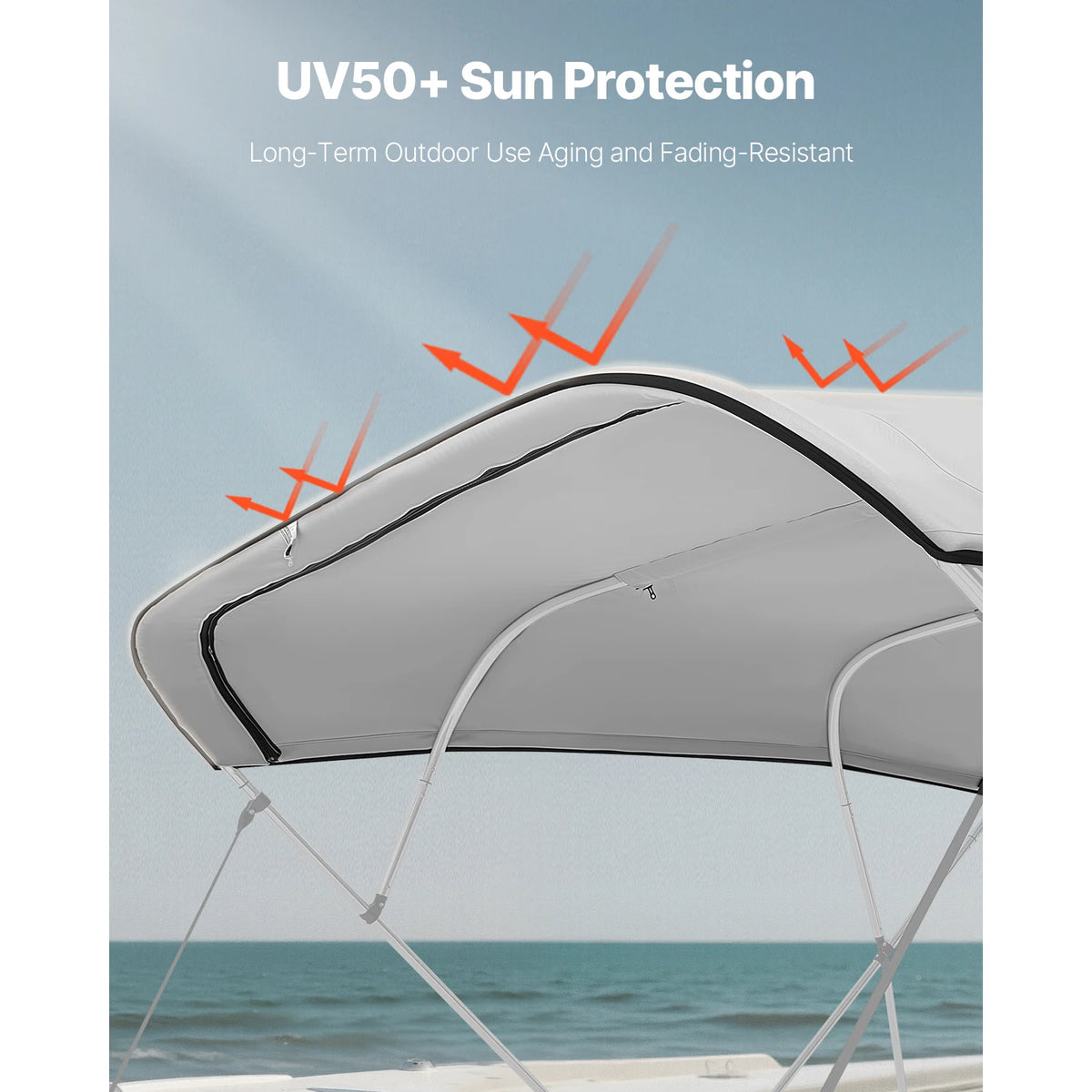 VEVOR 4 Bow Bimini Top Replacement Cover Awning Frameless