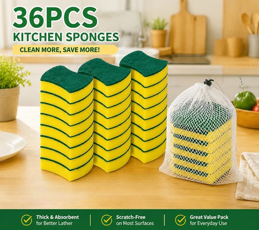 Heavy Duty Kitchen Cleaning Sponge With Dish Towel Set