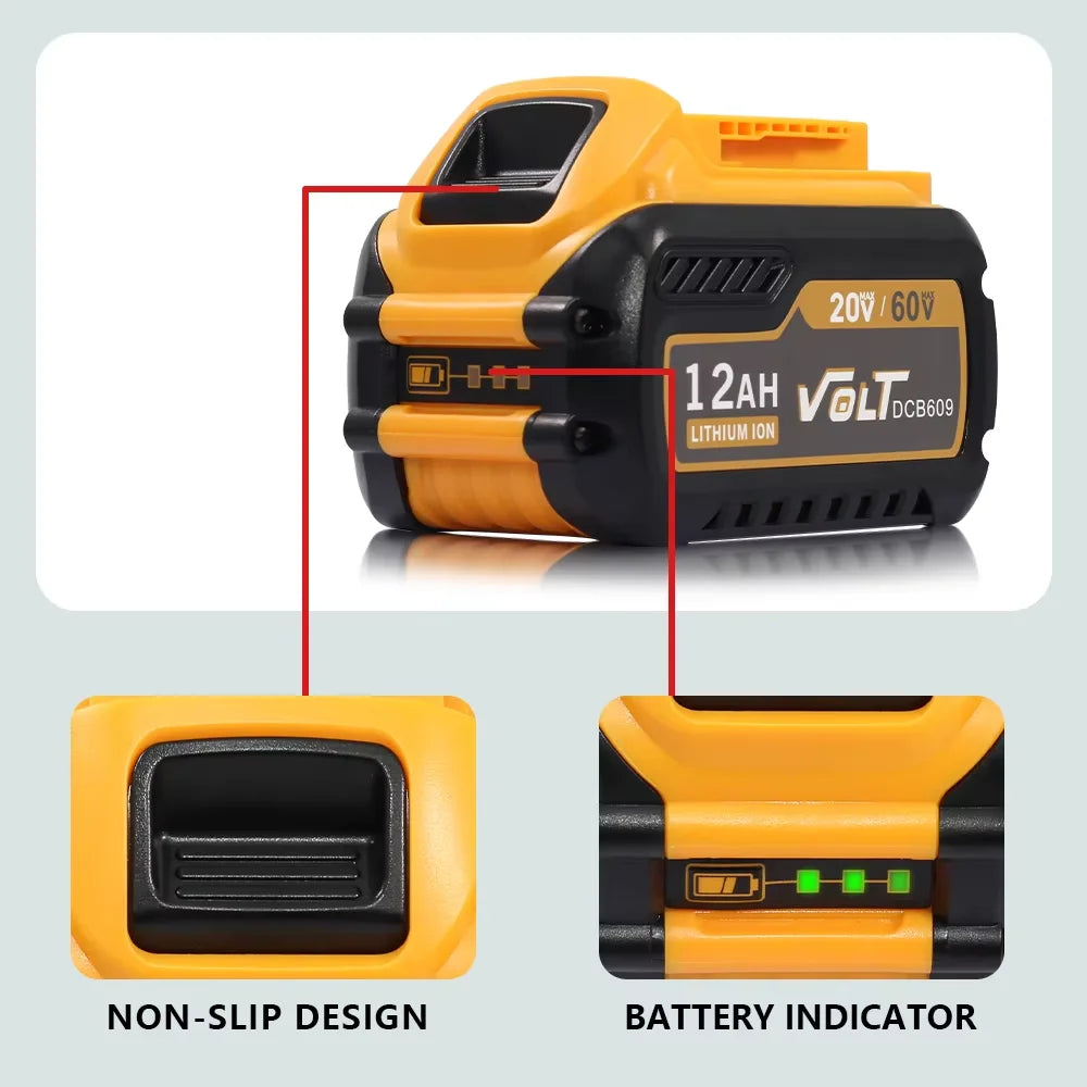 Replacement Battery Compatible Dewalt Dcb612 60v Max Cordless Power Tools