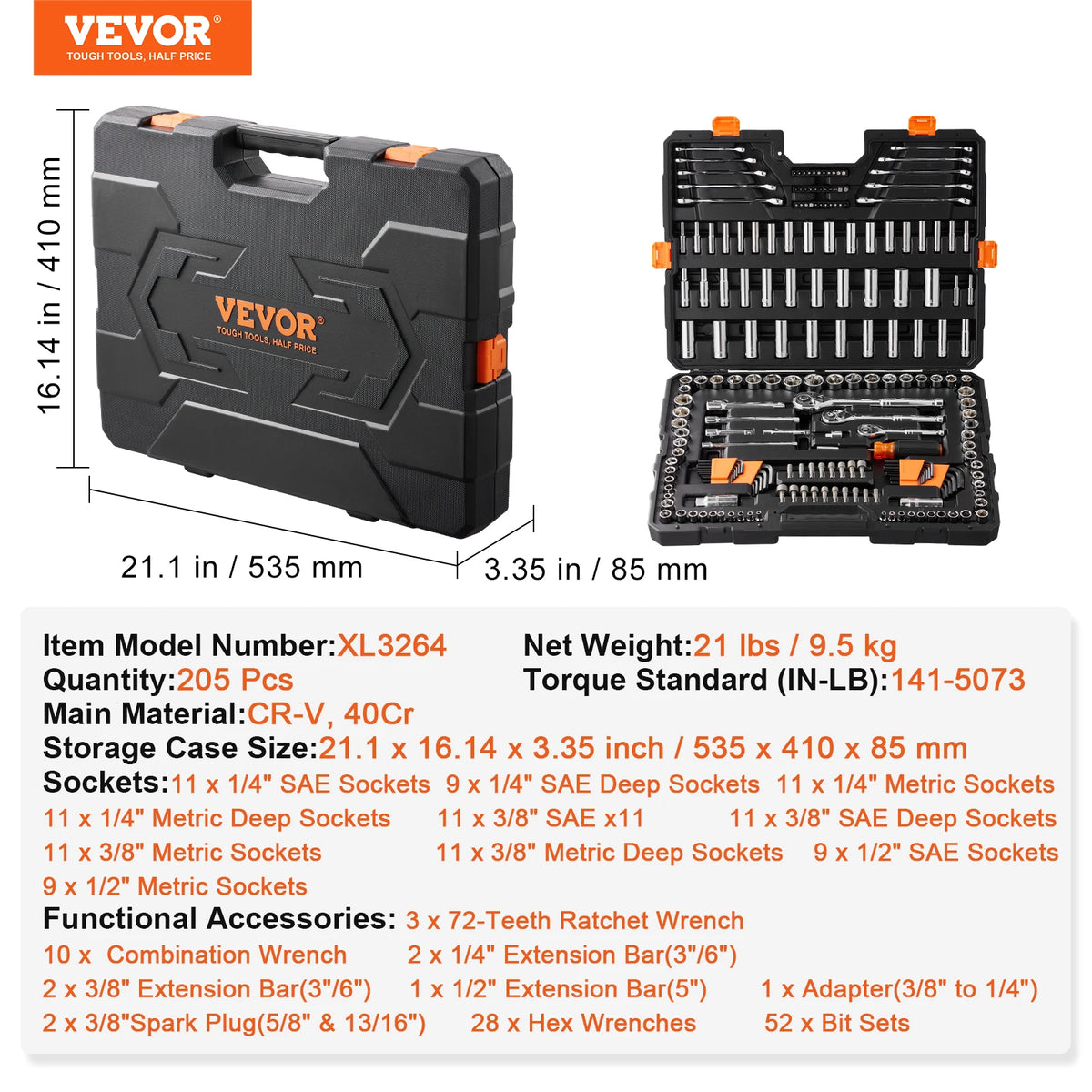 SucceBuy Metric Sae Mechanic Socket Set With Bits And Tools