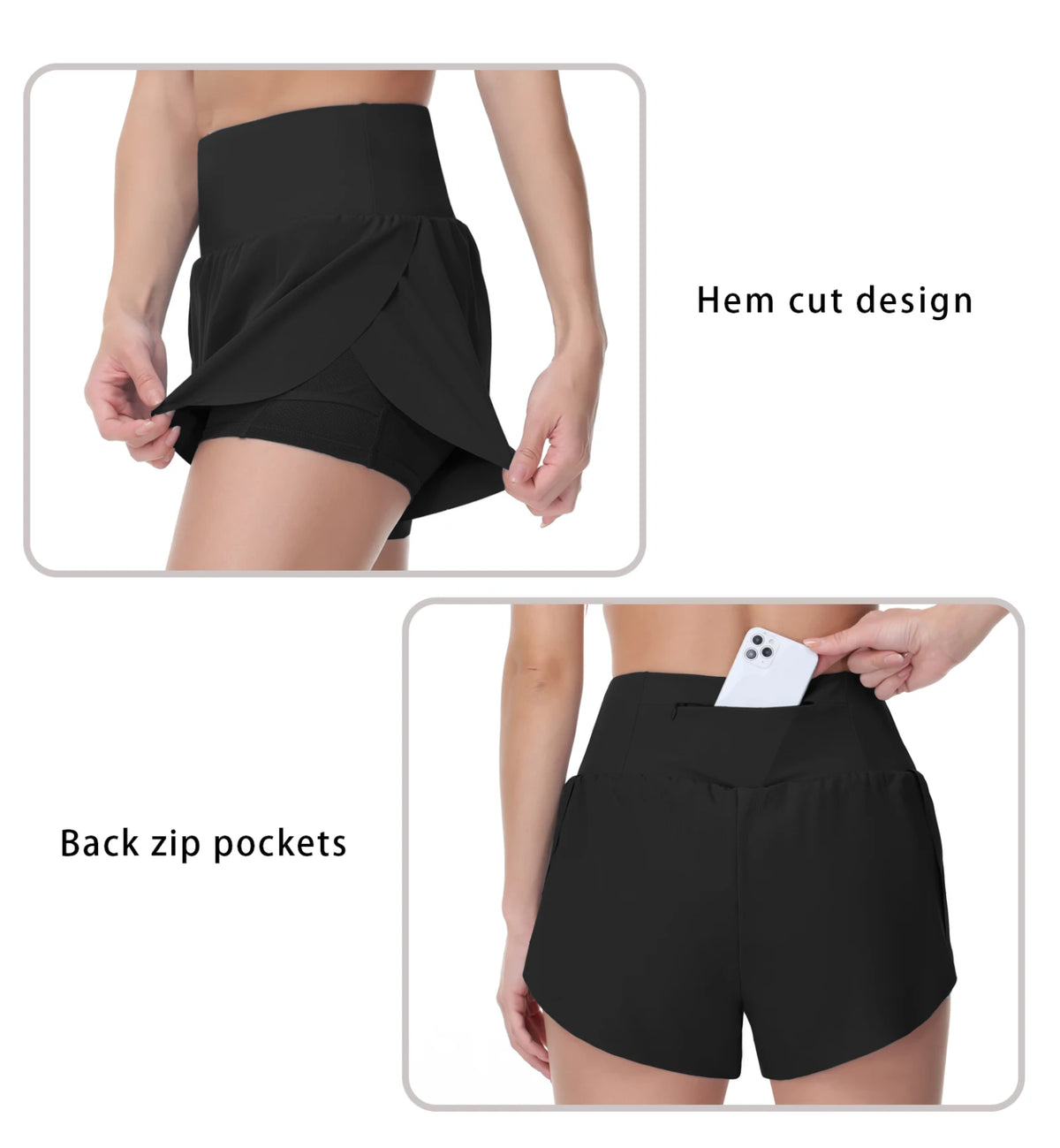 The Gym People Womens Quick Dry Running Shorts Zipper Pockets