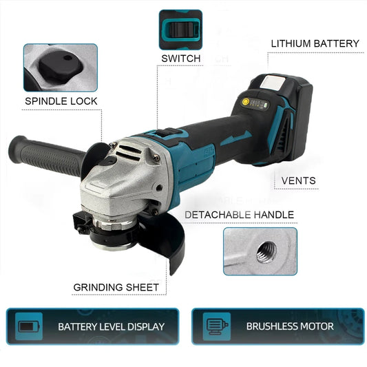Magnitt Brushless Angle Grinder For Makita 18V Battery