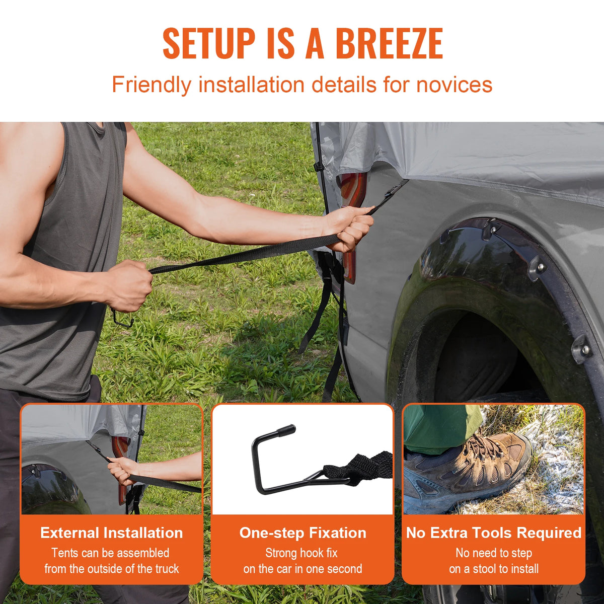 Waterproof Pickup Truck Bed Tent Double Layer Outdoor Canopy