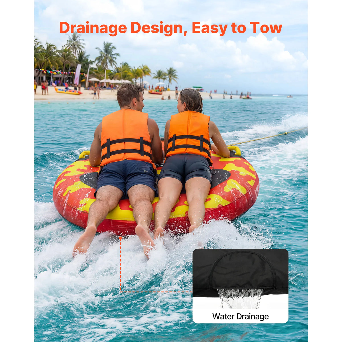 SucceBuy Two Rider Inflatable Towable Tube For Boating Adventures