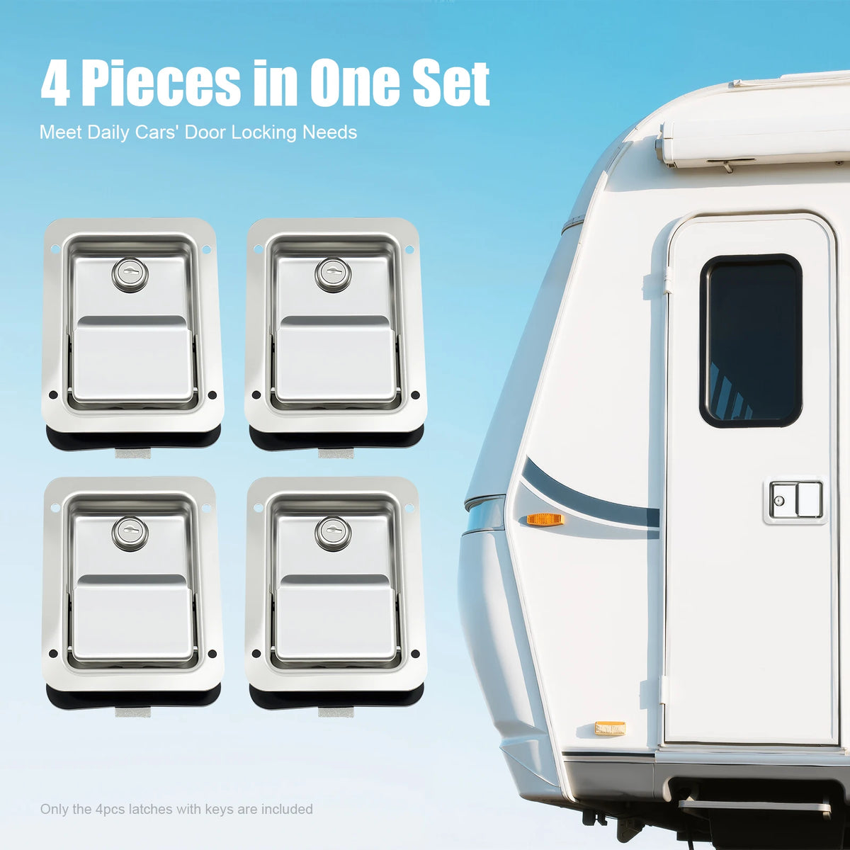 Bymaocar 4 Piece Stainless Steel Trailer Tool Box Latch Set