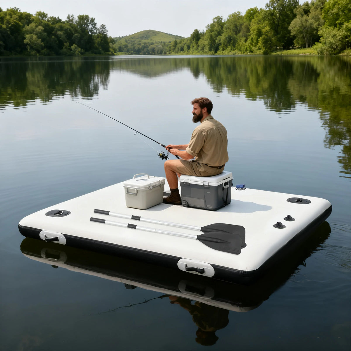 Heavy Duty Inflatable Fishing Platform Foldable Angling Raft