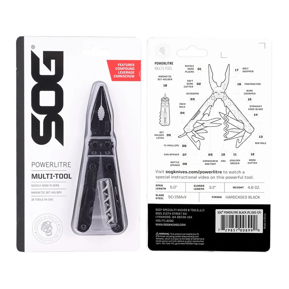 SOG PowerLitre Multifunctional Pocket Tool With Stainless Steel Pliers