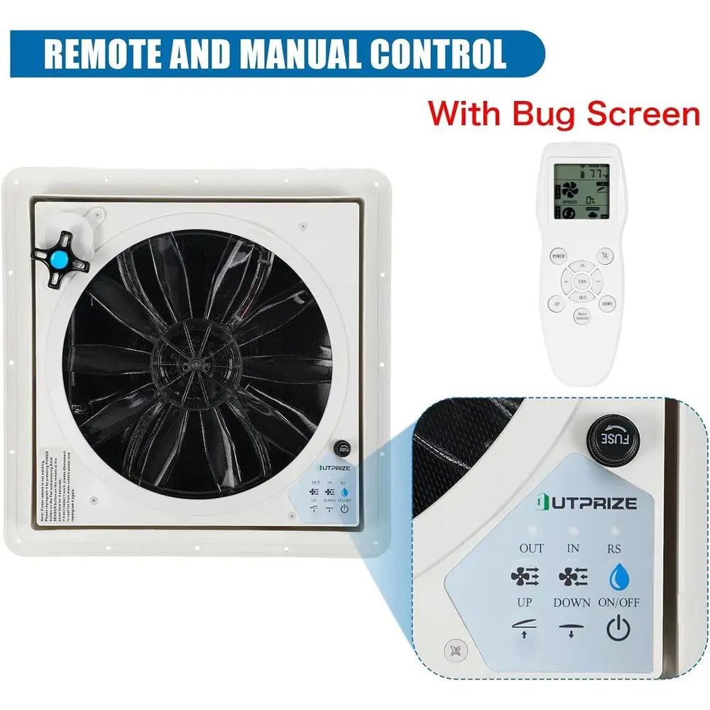 RV Roof Vent Fan with Rain Sensor, Automatically Closes the Cover When Rain Is Detected