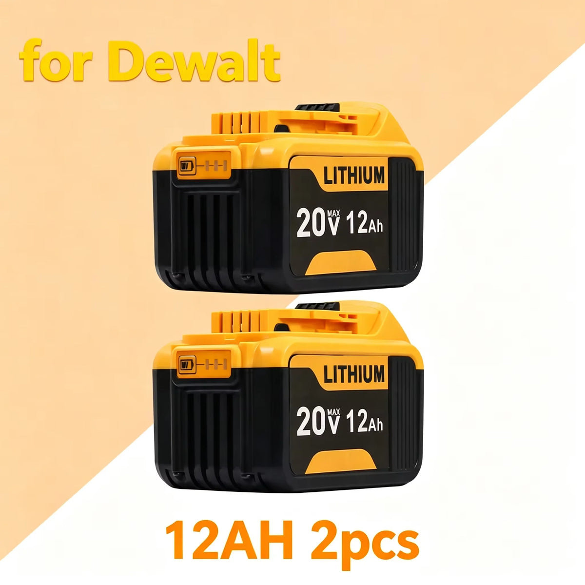 Six Pack 12Ah 20V Replacement Battery For DeWalt Power Tools