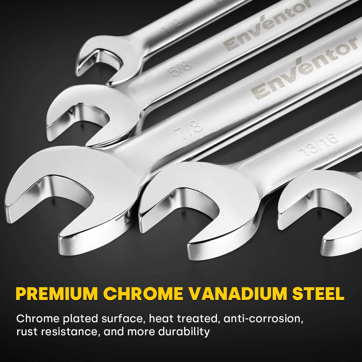 Chrome Vanadium Flex Head Ratcheting Combination Wrench Set