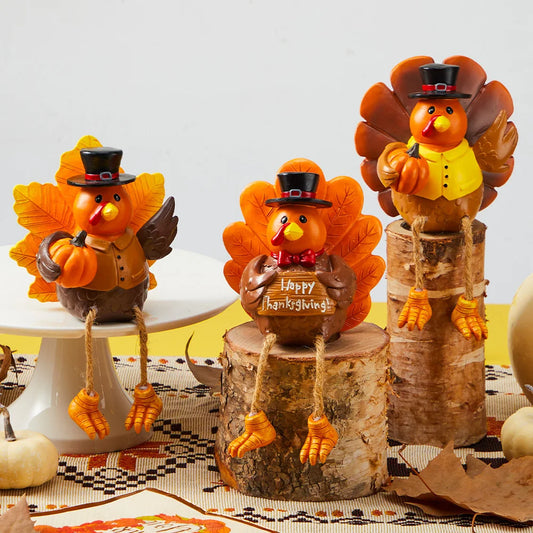 Joyfy Thanksgiving Turkey Resin Figurine Tabletop Centerpiece Decor