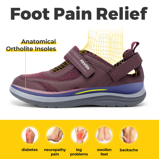 Fitville Womens Mary Jane Sandals Lightweight Breathable Walking Comfort