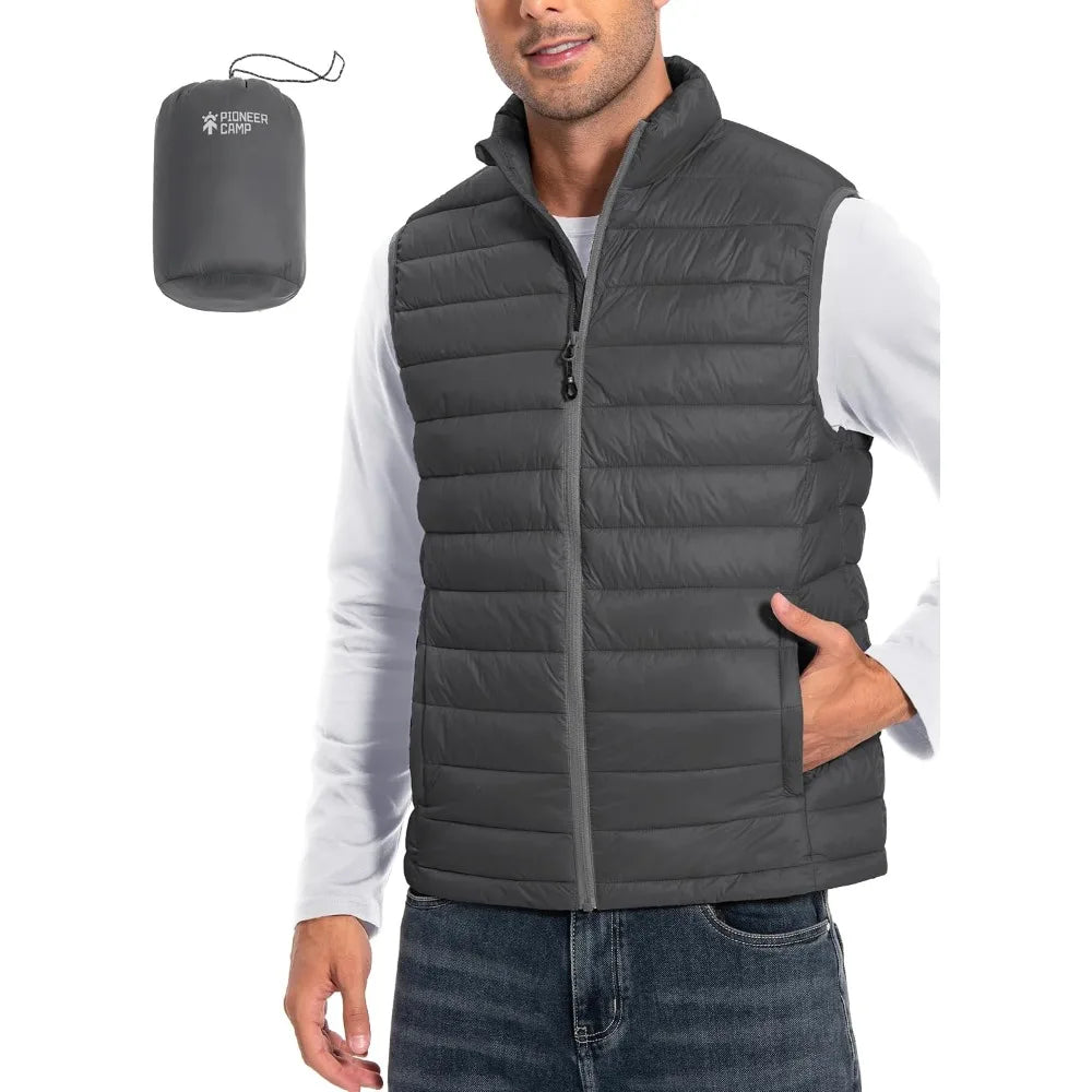 Pioneer Camp Men Packable Water Repellent Quilted Puffer Vest