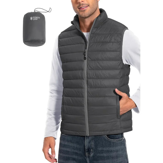 Pioneer Camp Men Packable Water Repellent Quilted Puffer Vest
