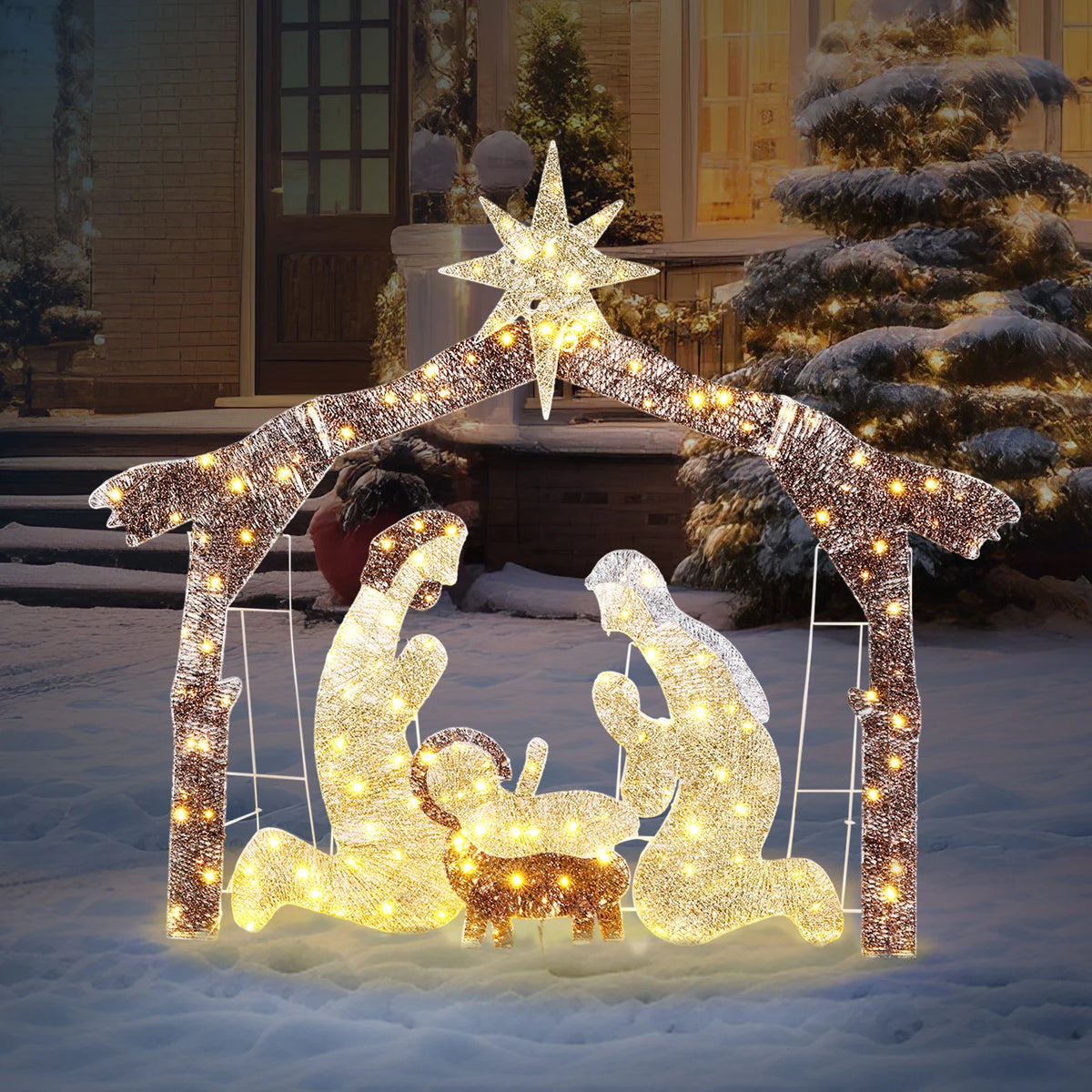 Lighted Nativity Scene Christmas Outdoor Holiday Yard Garden Decoration