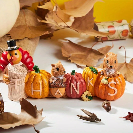 Joyfy Thanksgiving Pumpkin Turkey Tabletop Centerpiece Set
