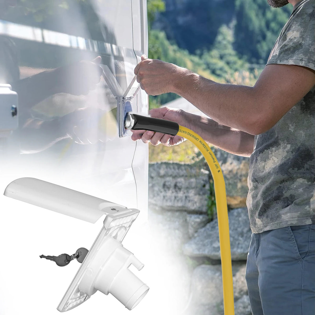 HWHongRV RV Fresh Water Inlet With Bayonet Style Cover
