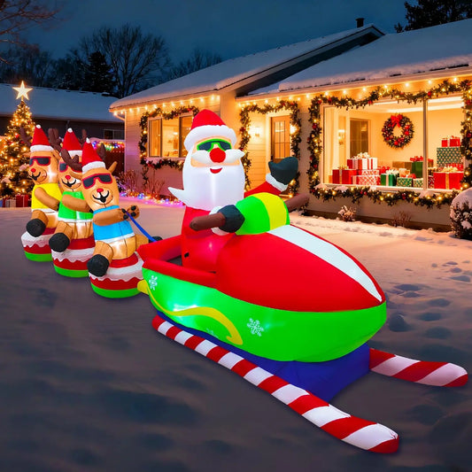 SHXI Christmas Inflatable Santa Claus Sleigh And Reindeer Display
