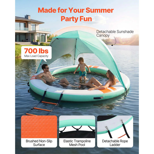 Inflatable Floating Dock Platform With Ladder And Carry Bag