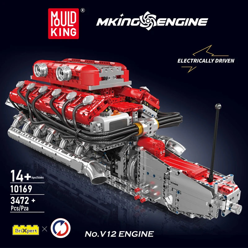 Mould King V12 Engine Building Block Assembly Model Kit