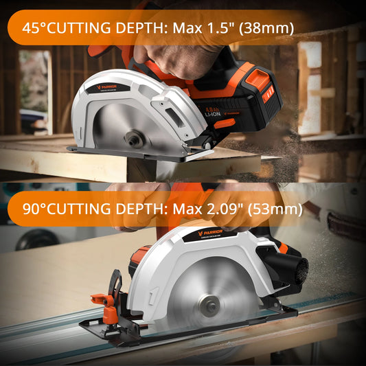 Parrior Cordless Circular Saw With Battery And Fast Charger