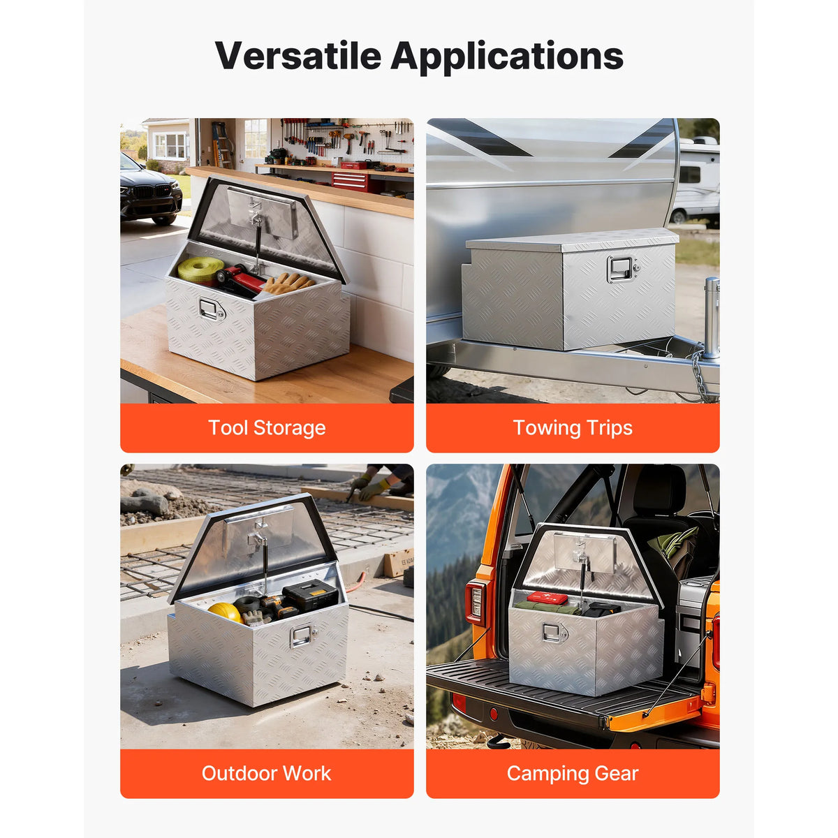 SucceBuy Aluminum Trailer Tongue Storage Box With Key Lock