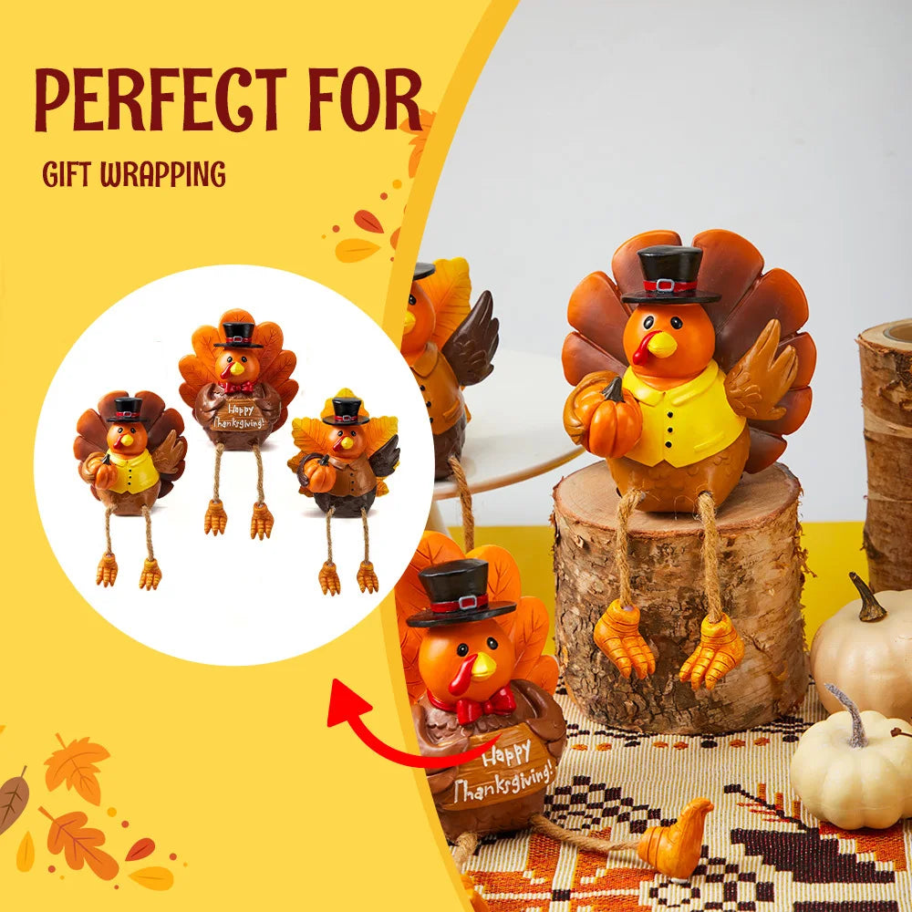 Joyfy Thanksgiving Turkey Resin Figurine Tabletop Centerpiece Decor