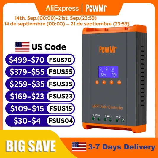 PowMr Mppt 60A Solar Charge Controller For Lithium Batteries
