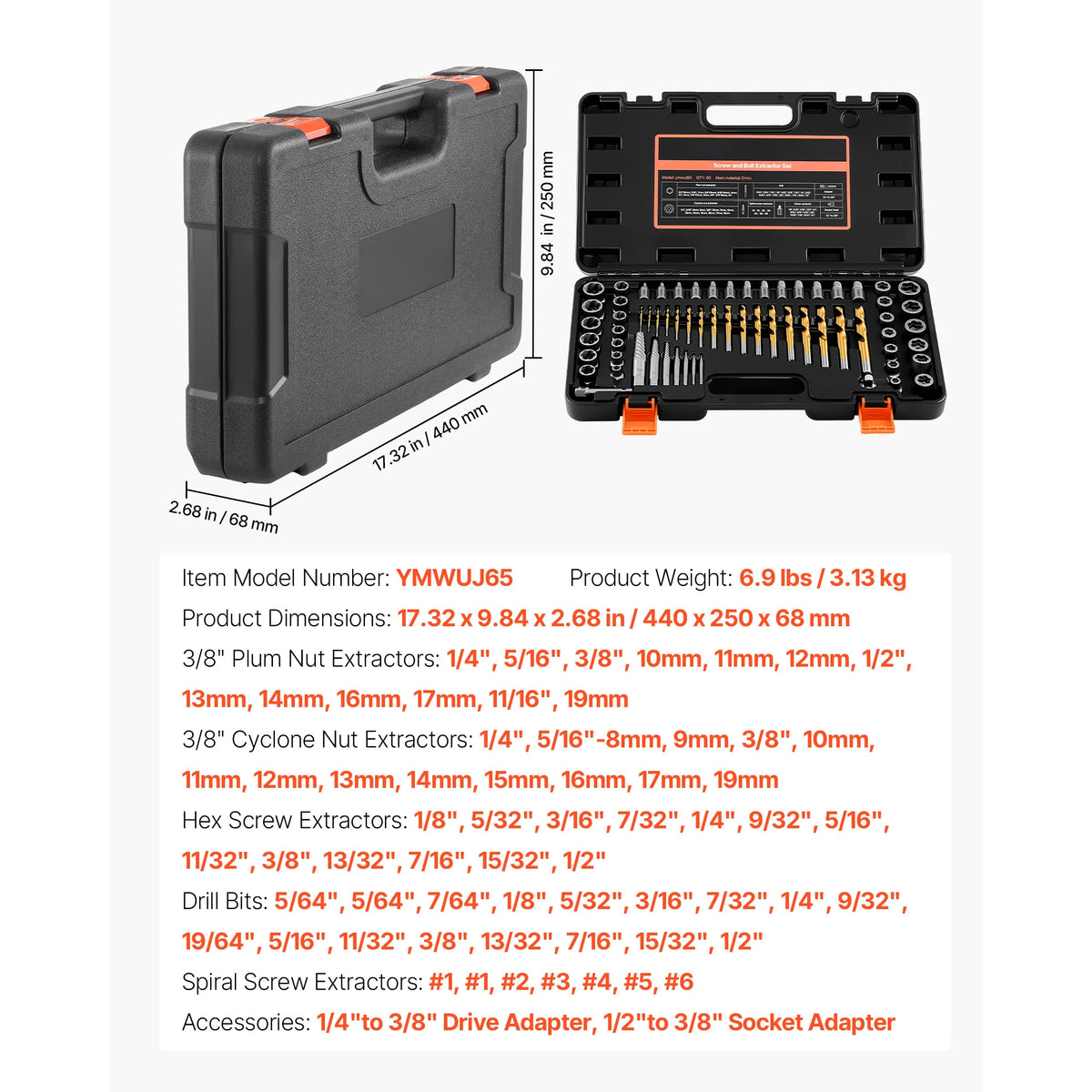 SucceBuy Screw And Bolt Extractor Set With Protective Case