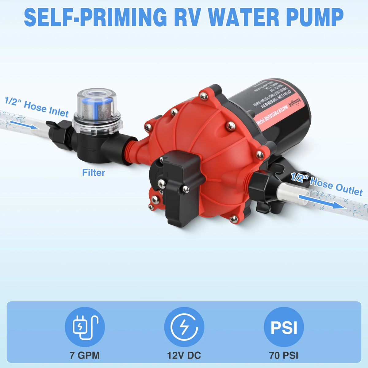 Nilight 12V Self Priming Diaphragm Water Pump For Camping