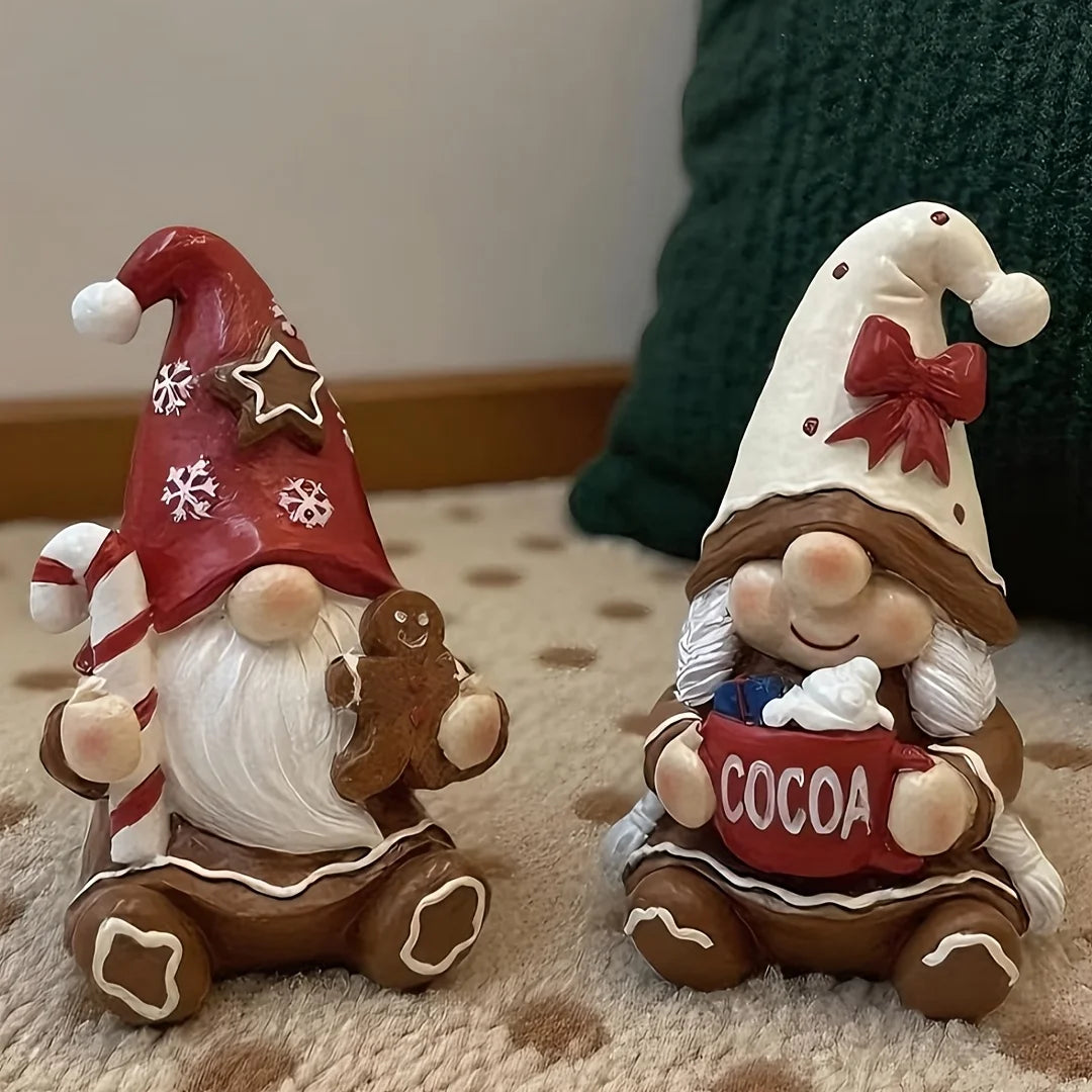 Christmas Resin Gingerbread Gnome Figurine Home Decor Ornament