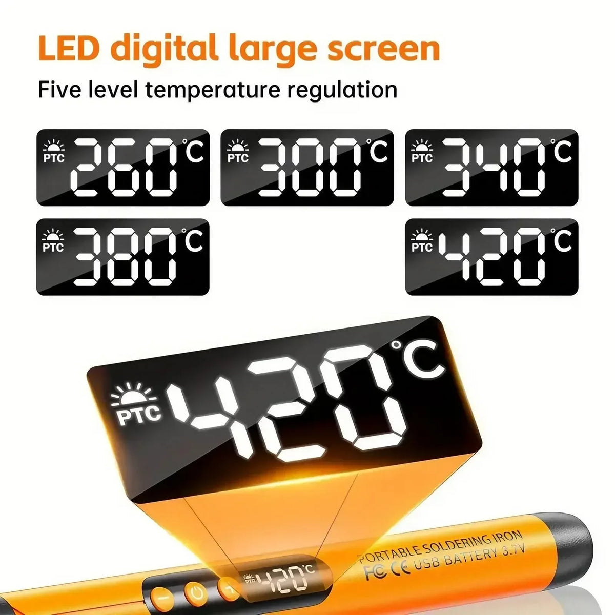 Rechargeable Mini Soldering Iron With Adjustable Temperature Led Display