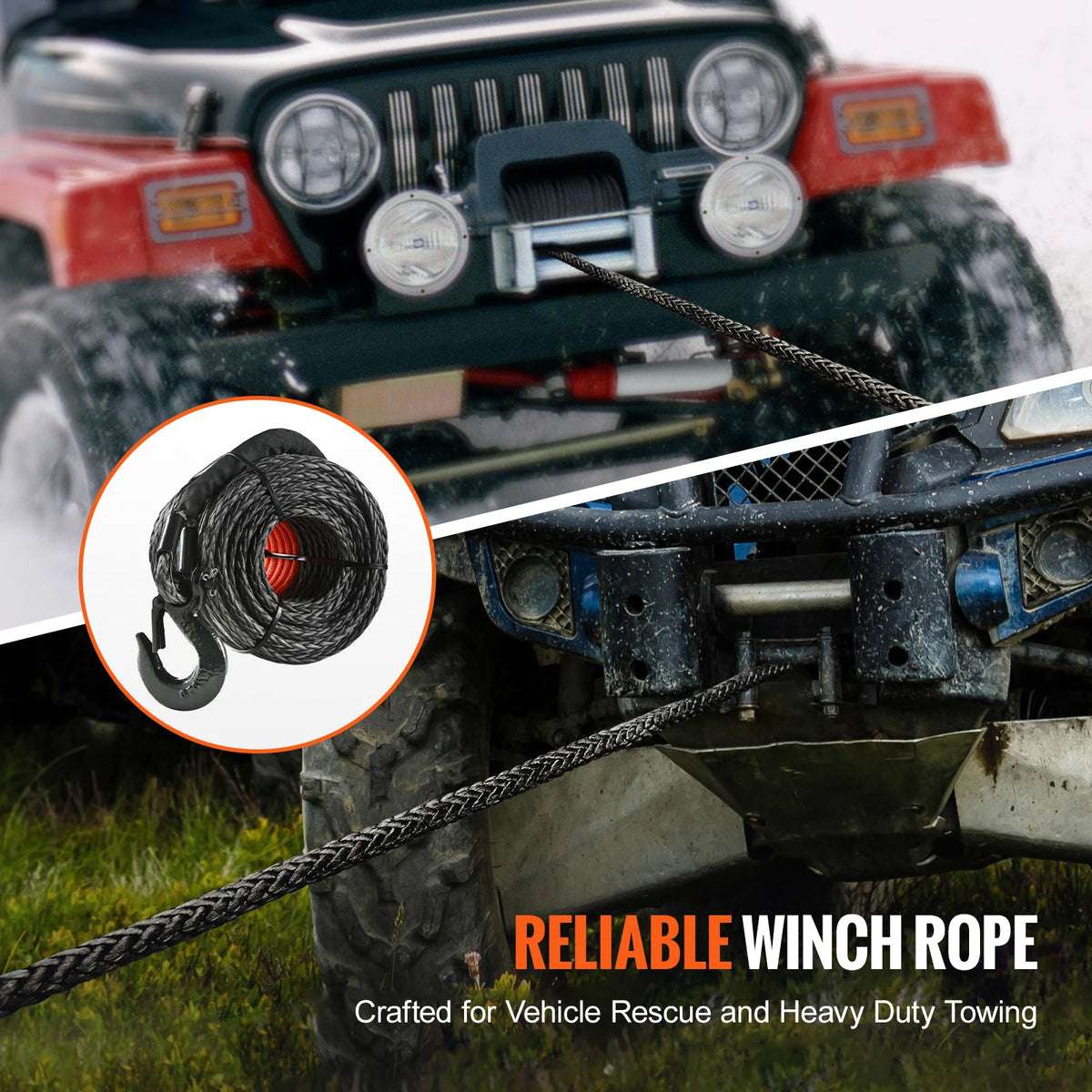 Succebuy High Strength Synthetic Winch Rope With Forged Hook