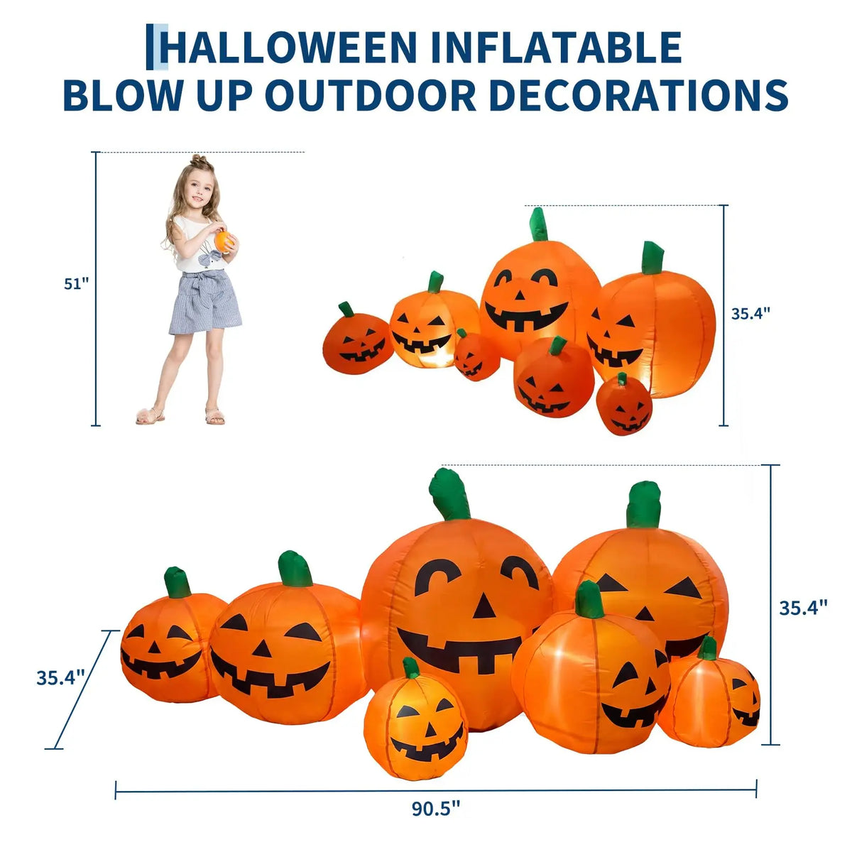 HiMiss Halloween Inflatable Pumpkin Patch With LED Outdoor Yard Decor