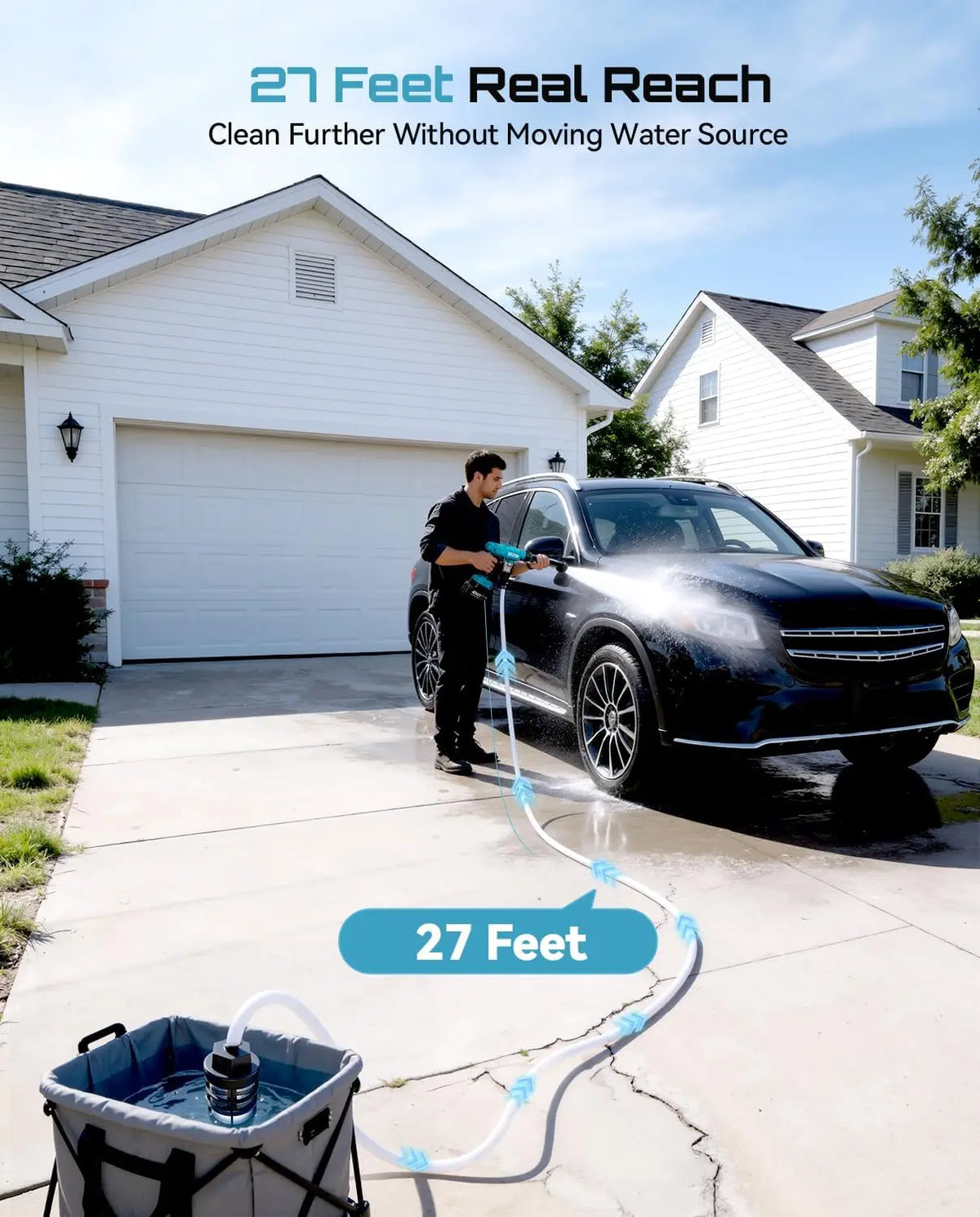 Seesii Electric Pressure Washer Gun With Hose And Adjustable Nozzle