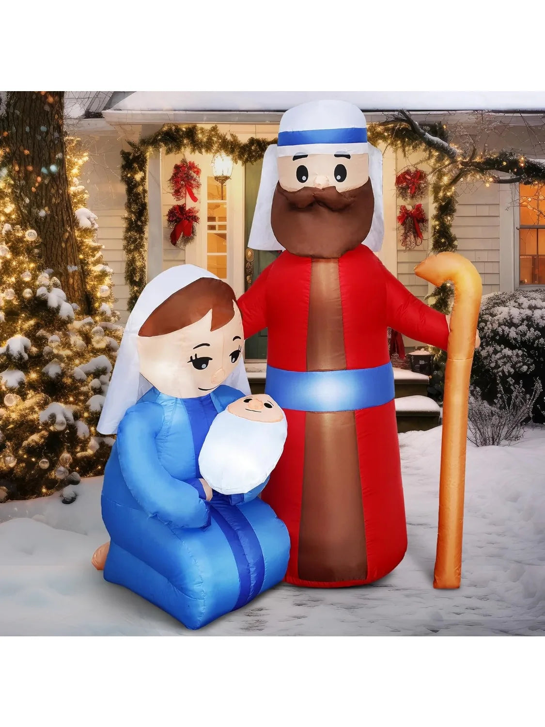 Joyfy Christmas Inflatable Jesus Family Nativity Decoration