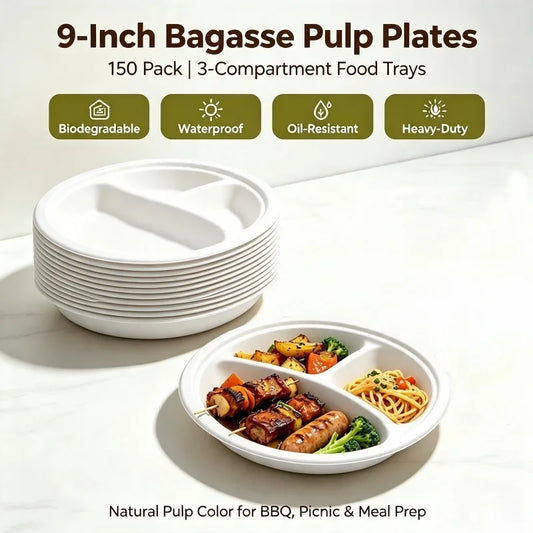 Durable Biodegradable Bagasse Pulp Disposable Plates