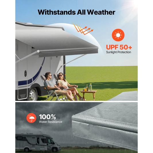 SucceBuy RV Awning Fabric Replacement Weatherproof Vinyl Camper Awning Replacement Waterproof Outdoor Canopy for RV Motorhome