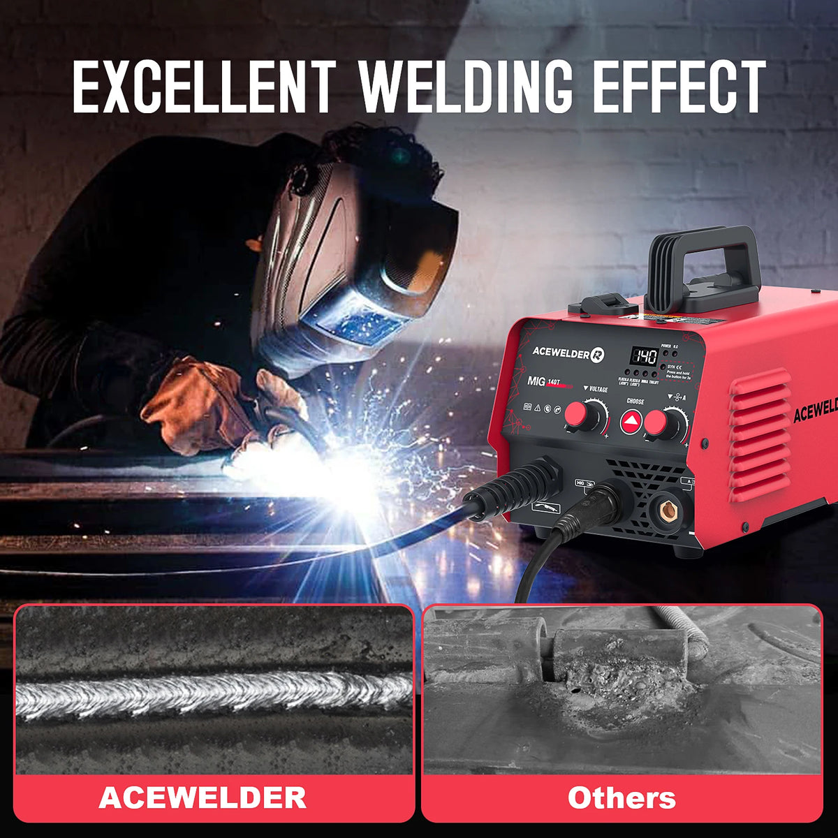 Acewelder 140a Inverter Gasless Flux Cored Mig Arc Welder